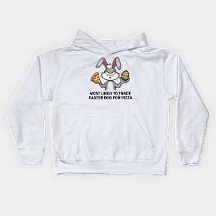 Pizza-Loving Bunny Easter Egg Trade-Off Design Kids Hoodie